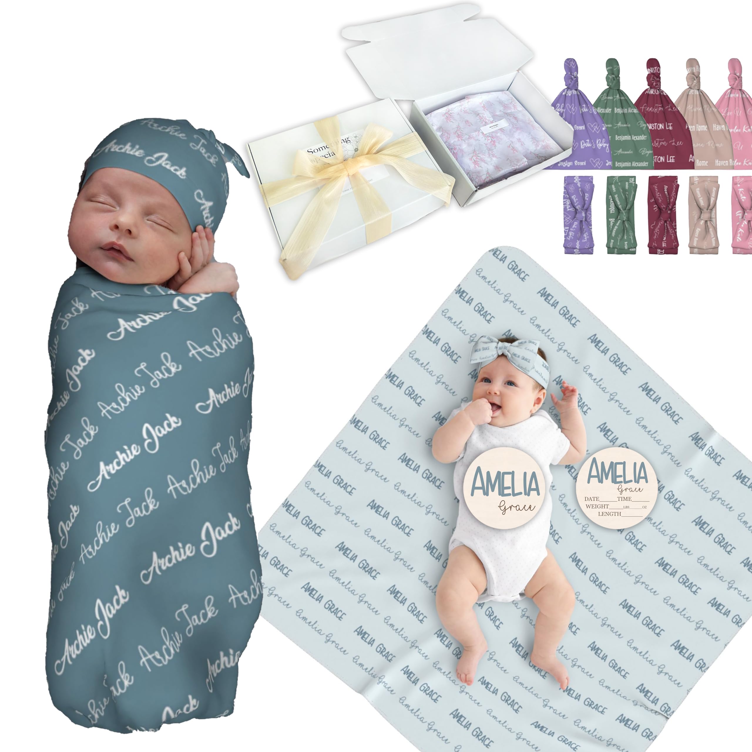 Tinyots Personalized Baby Swaddle Blanket for Boys & Girls - Custom Name Blanket for Newborns