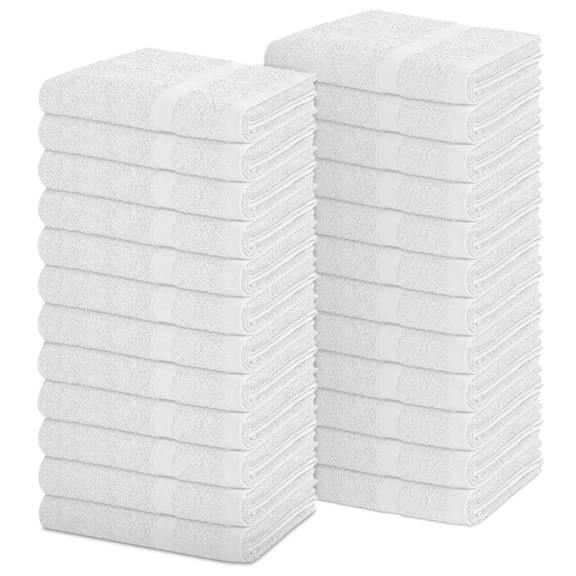 Pearl Linens Pack of 24 100% Cotton Hand Towels, Salon Towels for Spa, Gym and Bathroom Use, Hair Towels in Bulk, Soft, Absorbent, Quick Dry & Machine Washable, 16x27 inches, White