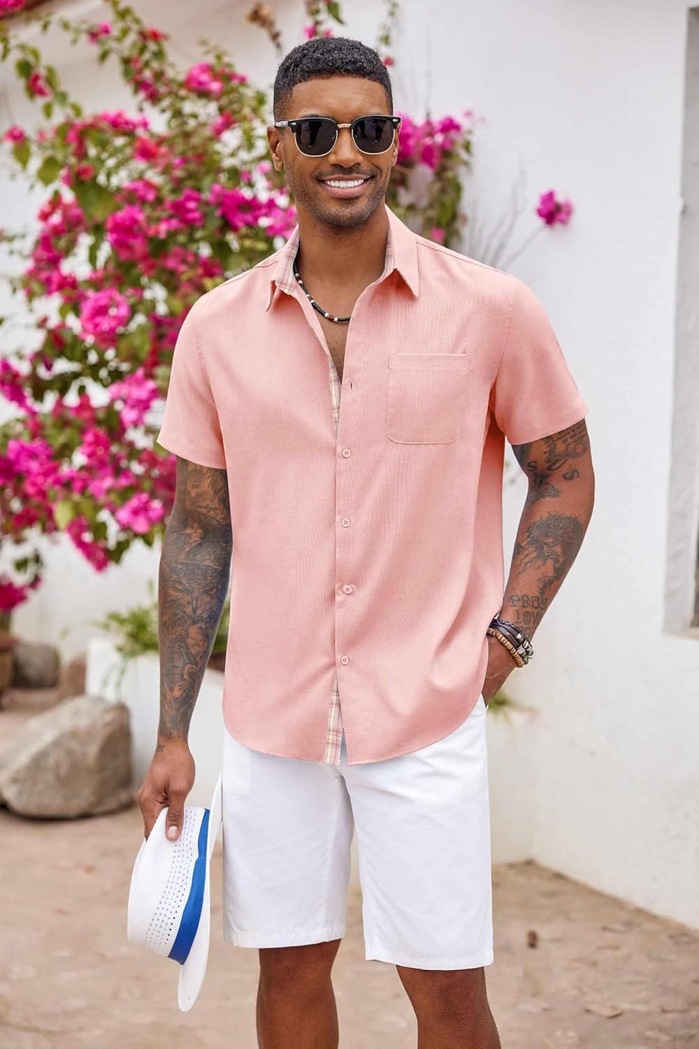 COOFANDY Men's Button Down Shirts Short Sleeve Casual Summer Beach... - Picture 68 of 180