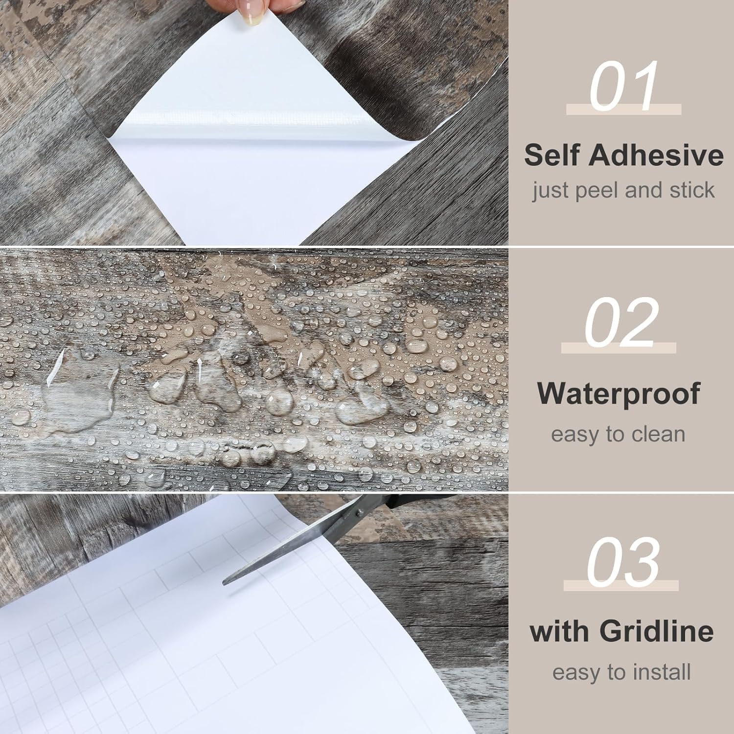 Gray Shiplap Wood Wallpaper Stick and Peel Rustic Grey Wood Plank Contact Paper for Countertop Cabinet Removable Waterproof Wood Panel Vinyl Wall Covering for Bedroom Living Room 11.8"x393"