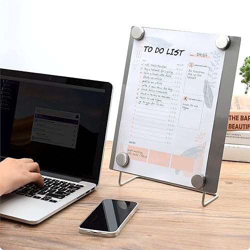 Miniatura 7 de Tablero de anuncios magnético grande, tablero de notas de borrado en seco con soporte, caballete de metal para exhibición magnética, 12 x 10