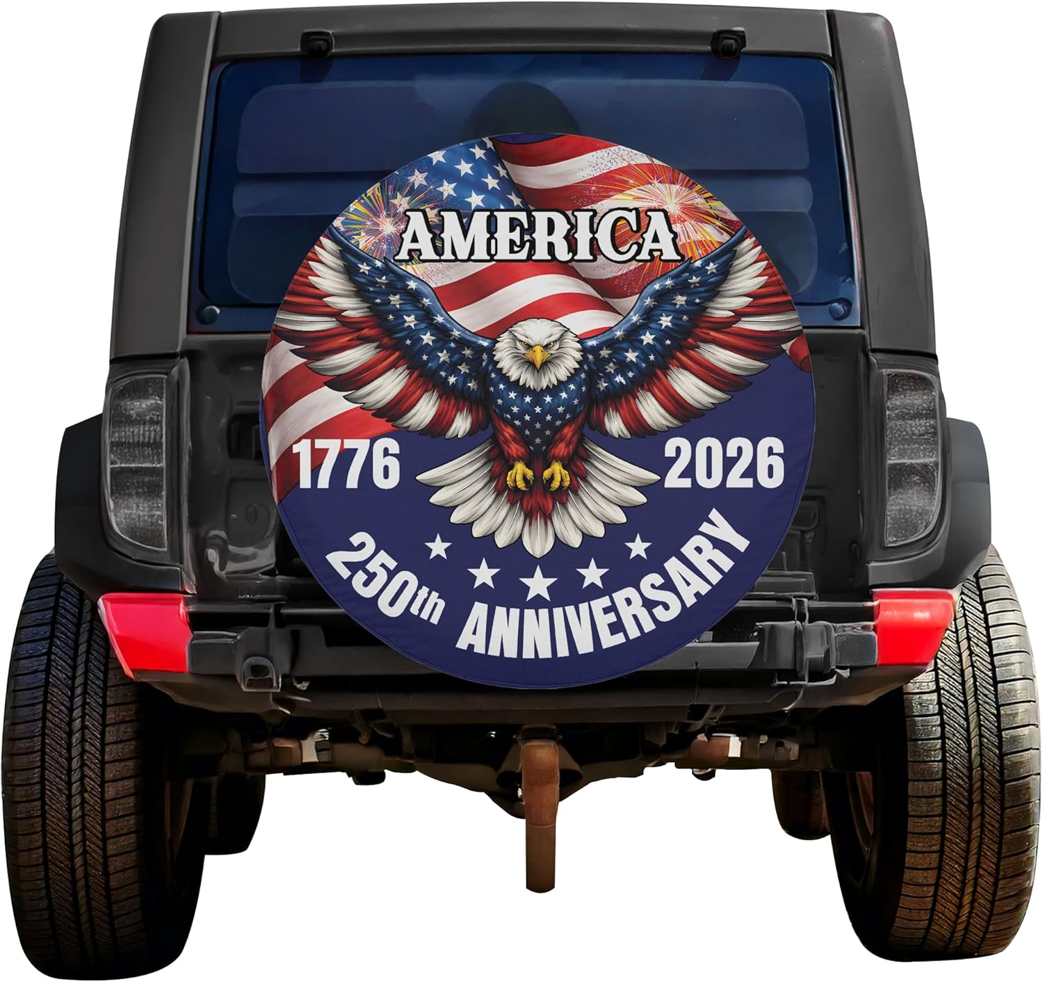ThangPham Shop 250 Years of America Spare Tire Cover with/Without Backup Camera Hole – USA Anniversary Tire Cover
