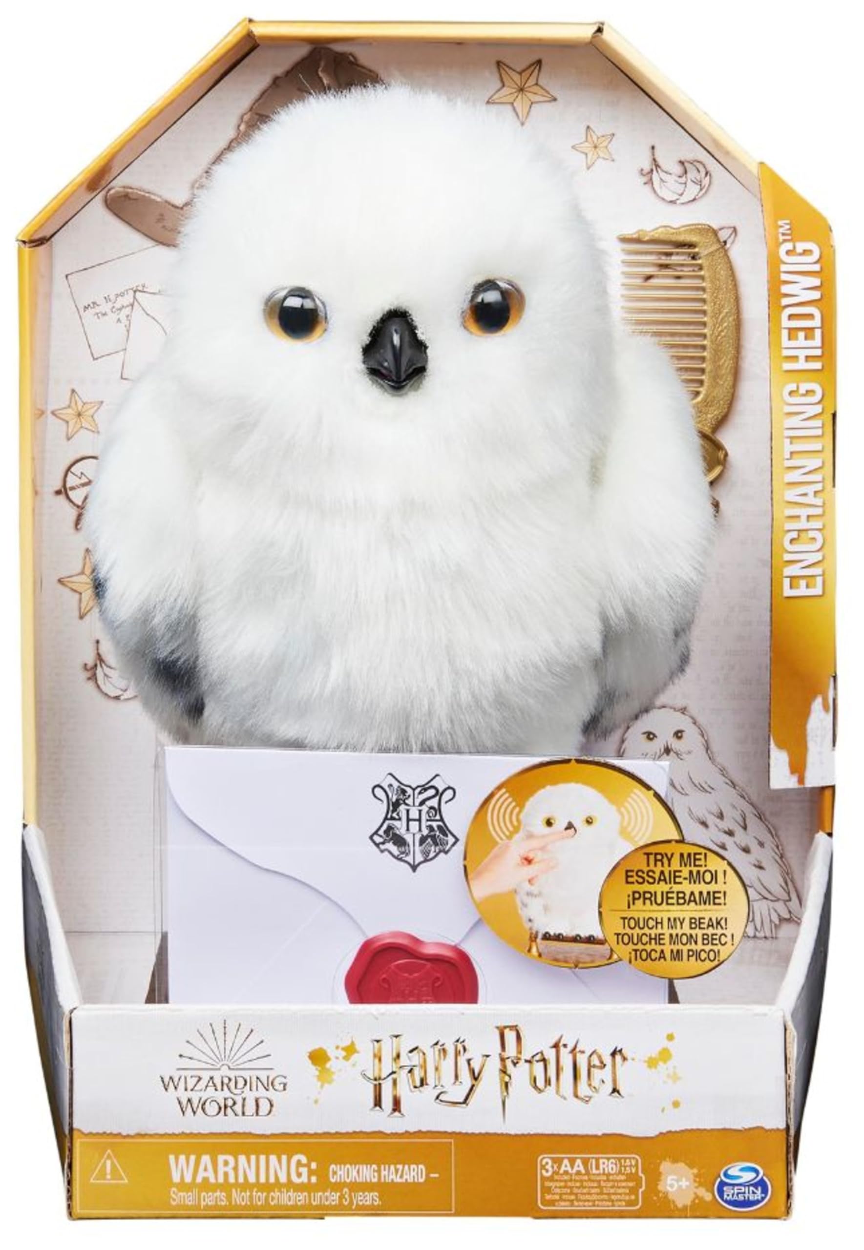 Wizarding World | Civetta Edvige interattiva di Harry Potter | 15 suoni e movimenti | Reagisce al tatto e alla voce | Peluche interattivo per bambini dai 5 anni in su