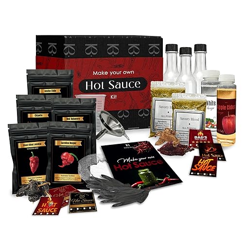 Kit de fabricación de salsa picante para hacer tu propia salsa picante, incluye pimientos reales, juego de regalo de 30 piezas para hombres adultos,