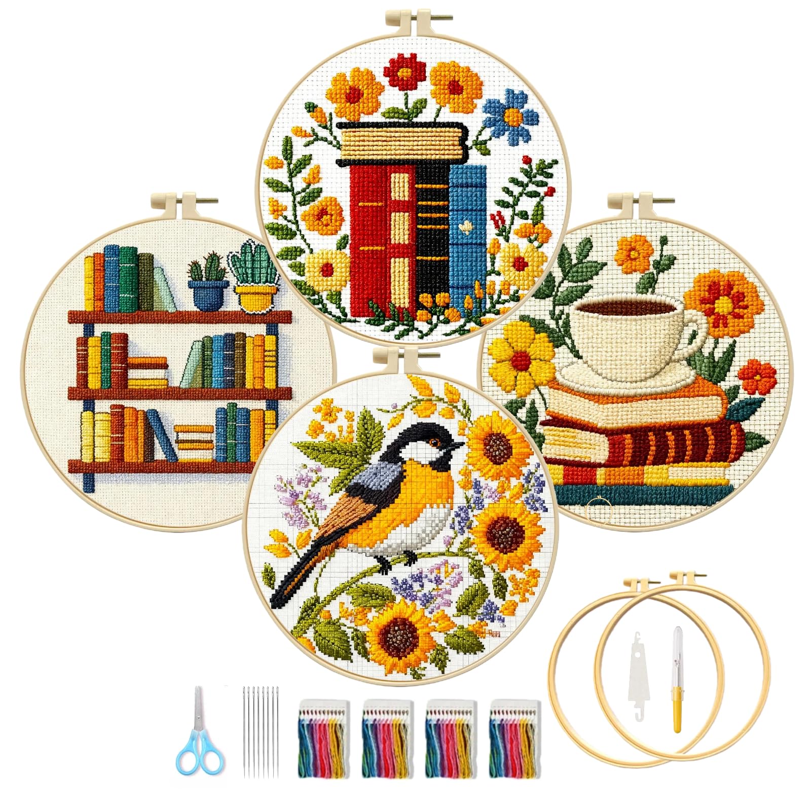 SHUOBAO Cross Stitch Kits for Adults, 4 Pack 11CT Stamped Cross Stitch Kit โ image 1