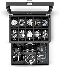 Vlando PU Watch Case, For 12 Pieces, 2 Tiers, Watch Box, Men's, Storage Box, Accessory Case, Accessories, Storage, Display Case, Small Items Organizer, Birthday Gift