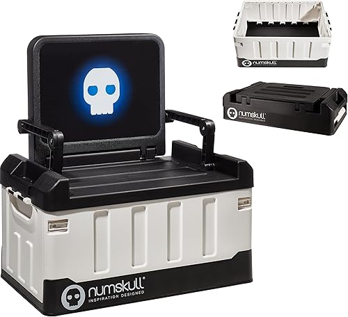Numskull Caja de almacenamiento para dormitorio inspirada en PS5 con silla plegable, baúl de almacenamiento oculto con asiento para accesorios de