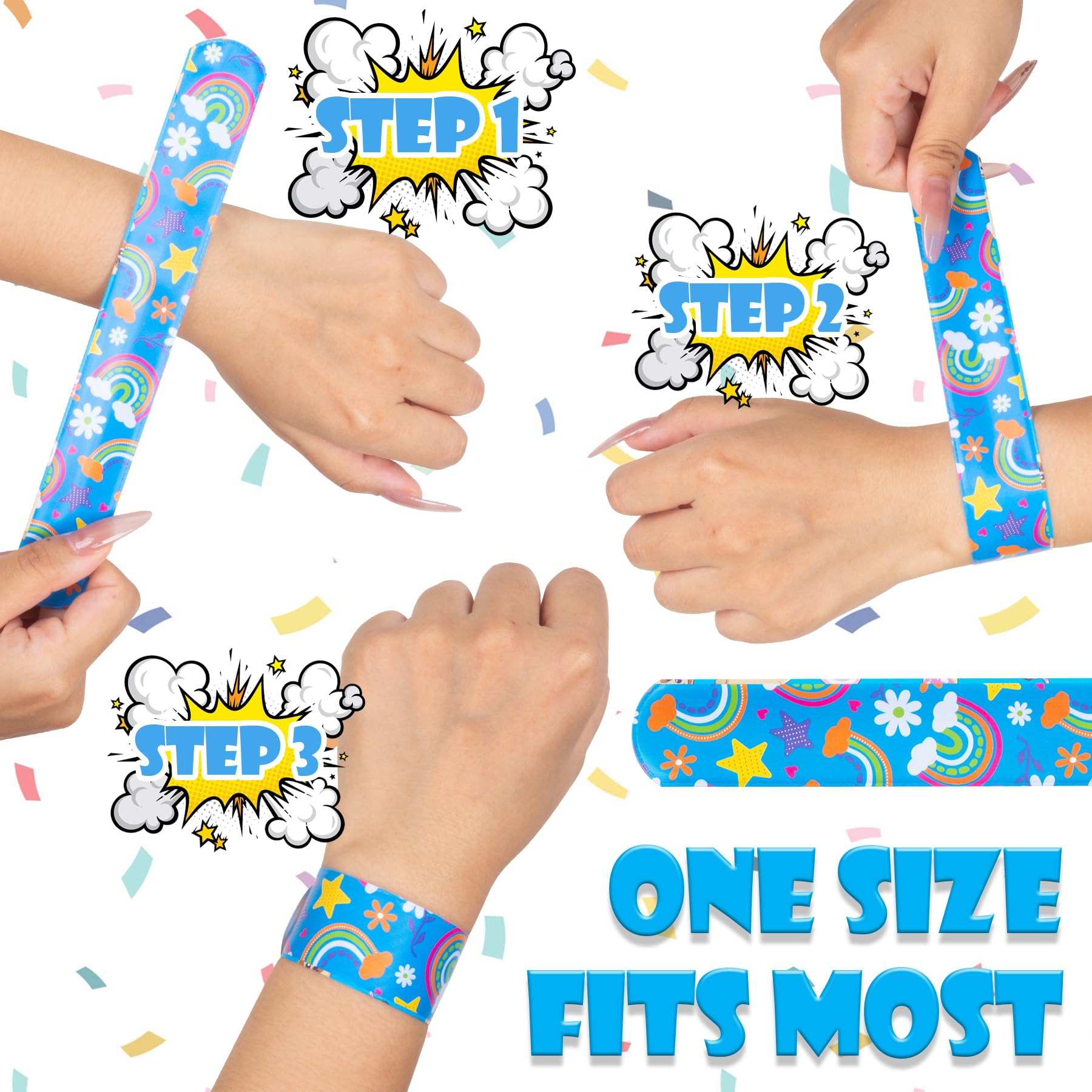 24pcs Slap Bracelets Lightning Racinge - Bracelets à Claquer Pour Enfants, Idéal Fêtes Et Cadeaux
