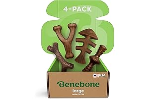 Benebone Large 4-Pack Dog Chew Toys: Bully Bones for Aggressive Chewers
