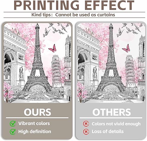 Miniatura 4 de Telón de fondo de tela de 7 x 5 pies con diseño de torre Eiffel, paisaje de París, fotografía de fondo de ciudad europea, flores rosas, árboles,