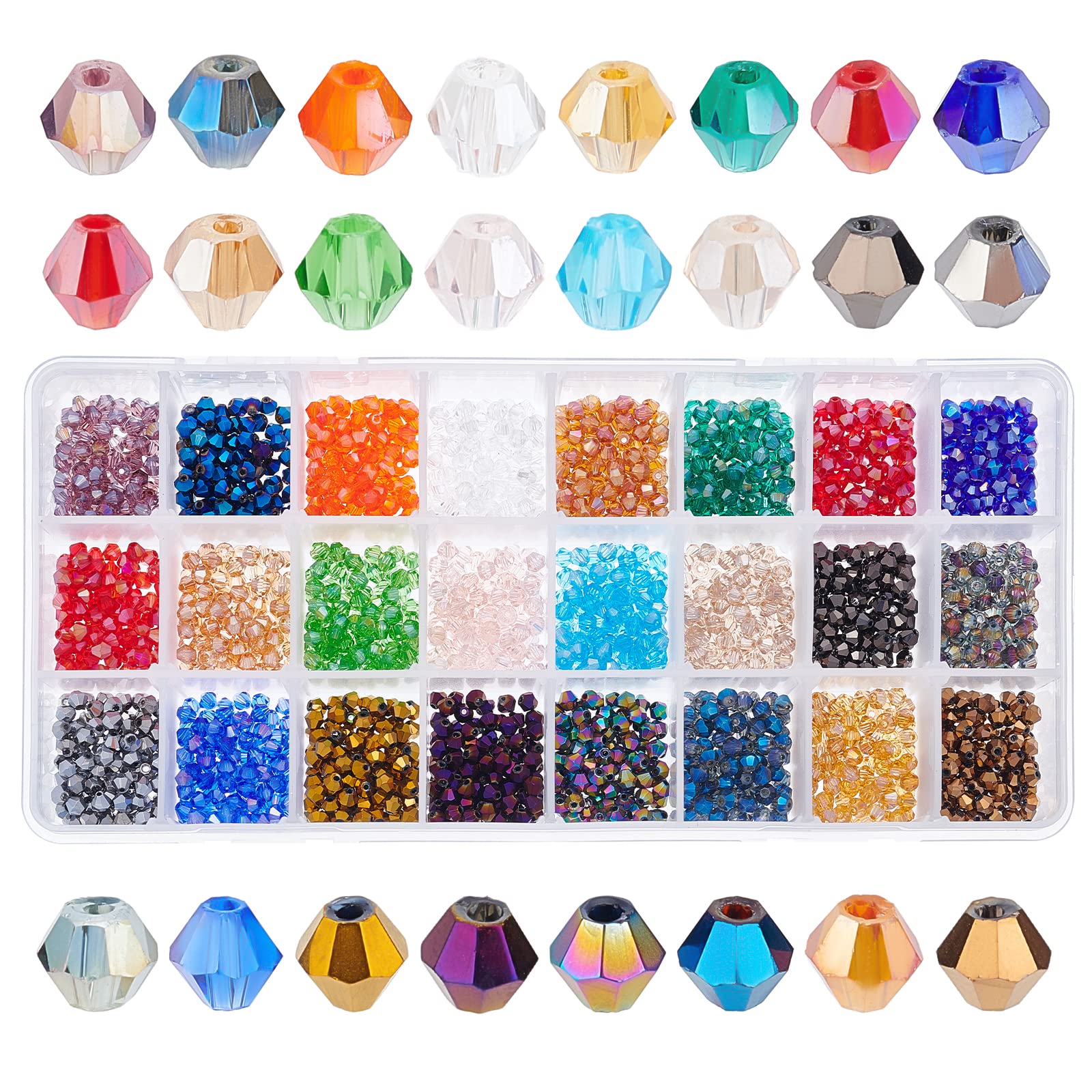PandaHall 2928 Perline Bicono In Acrilico 6 Mm, 24 Colori, Con Foro 2 Mm, Per Creare Bracciali, Collane E Bigiotteria Fai Da Te