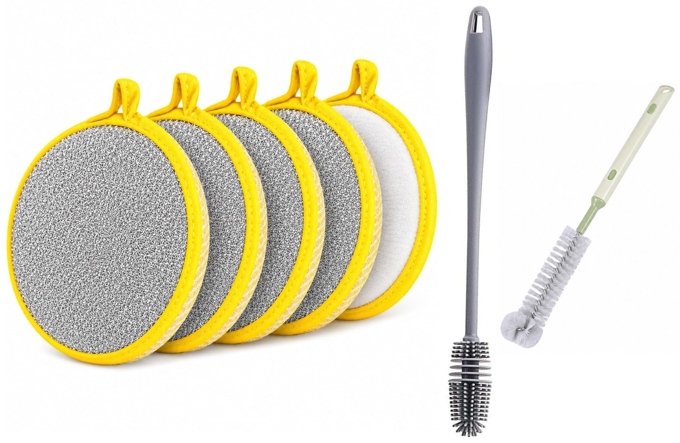 Bottle Cleaning Brush, Long Handle Silicone Cleaner Brushes Blender Cleaner Brush 2 in 1 Double Side Dishwashing Scrubber Sponge Dish Scrubber Kitchen Cleaning Accessories(Multi Color)-image-21