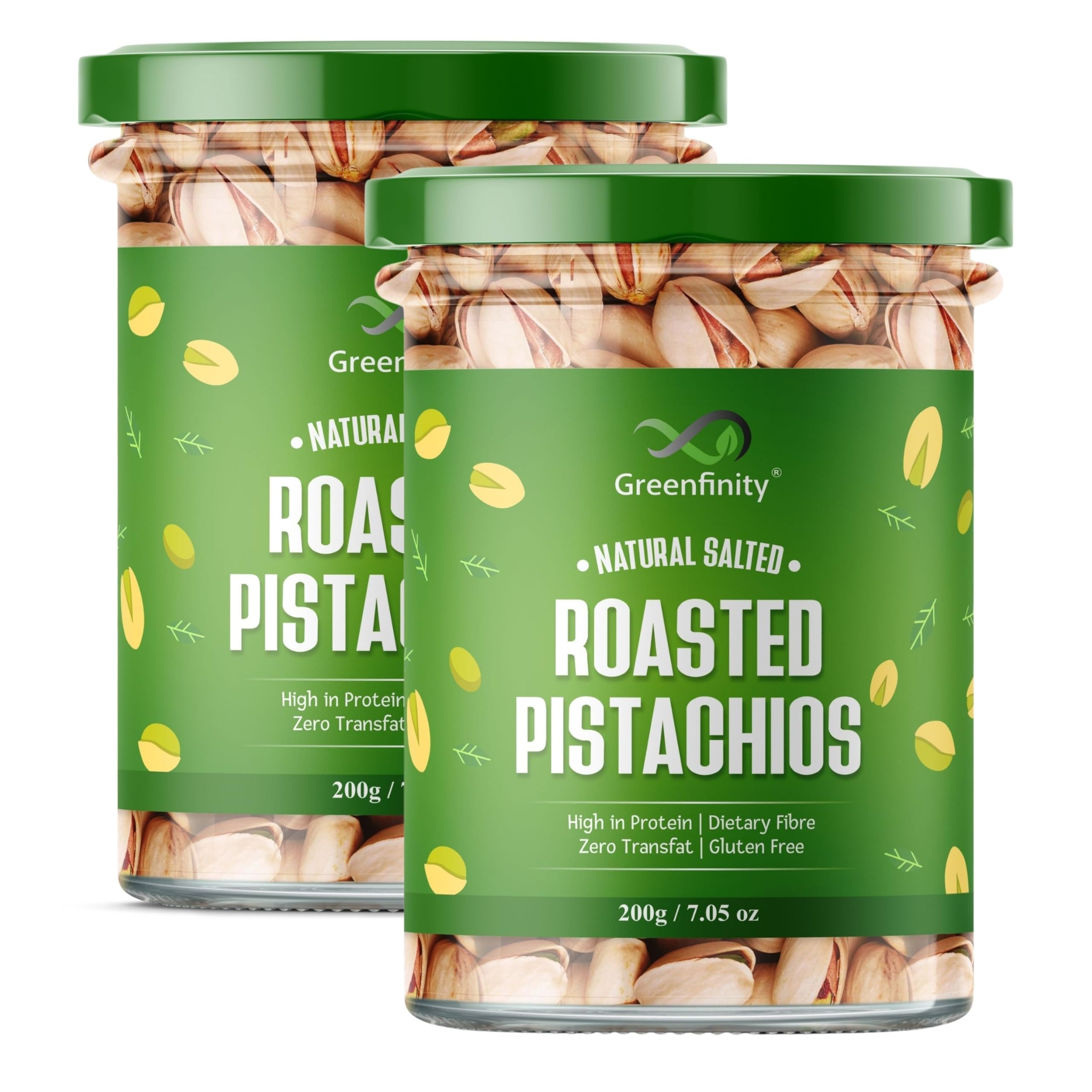 Fresh Whole Roasted Salted Pistachios | Rich in Protein and Dietary Fiber | Nutritious Gluten Free Dry Fruits for Gifting Hamper, Family Treats, Healthy Snacks (200g Each - Pack of 2)