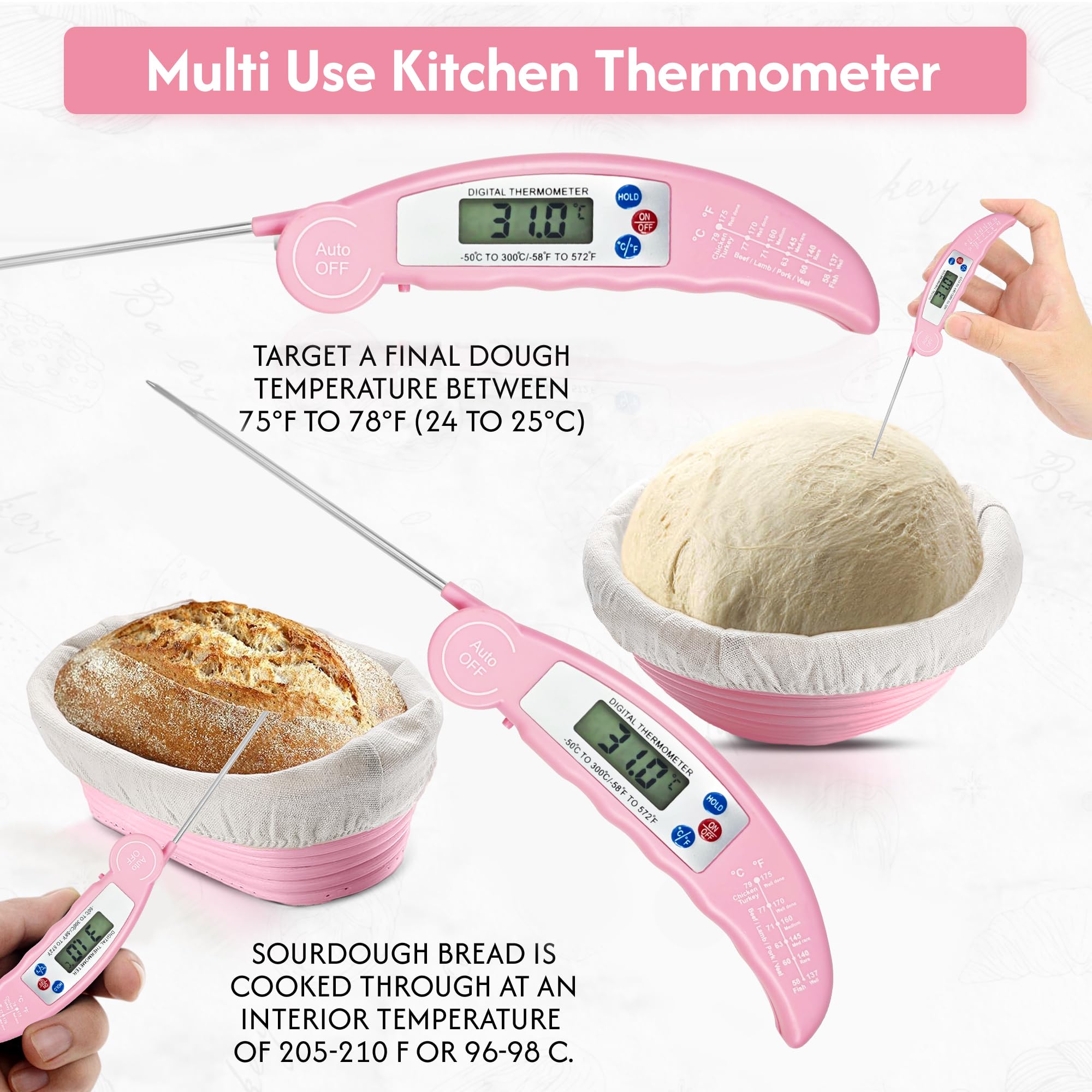 Kit Completo Per Pane A Lievitazione Naturale 24 Pezzi Per Principianti Con Cestini In Silicone E Bilancia