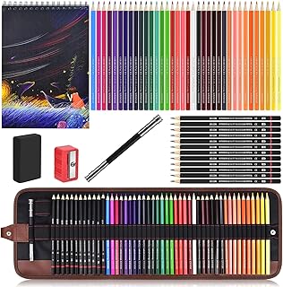 BROTOU Sketch Pencils and Drawing Pad Set 53 Pcs, Art Supplies Art Kit with Colored Pencils Sketchbook Eraser Sharpener Pencil Extender & Bag for Artist Beginners Kids Adults