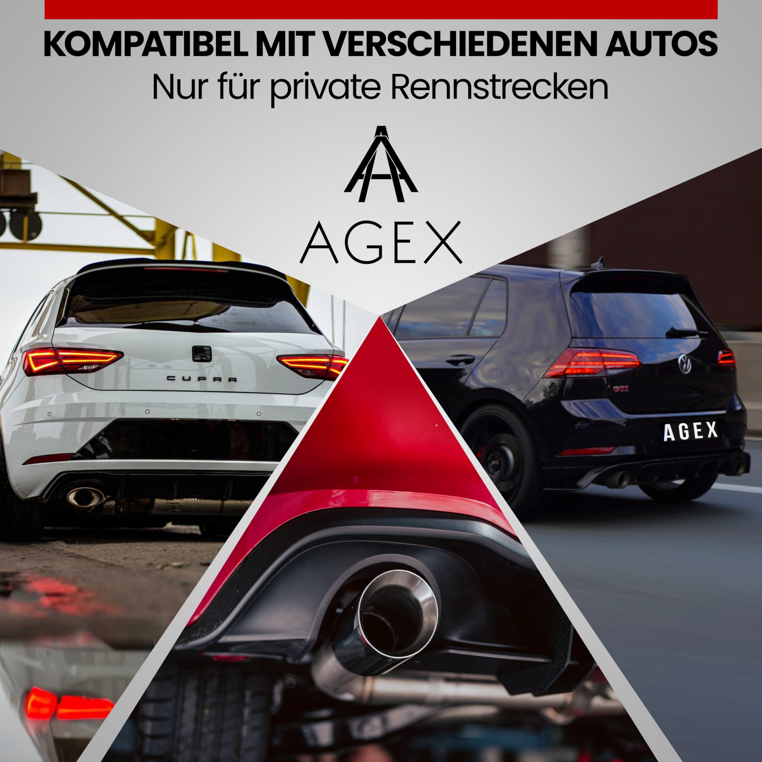Mittelschalldämpfer MSD Attrappe für den VW Golf VII GTI Performance ab 2017 | Edelstahl gebürstet | Auspuffanlage Sportauspuff | Golf 7