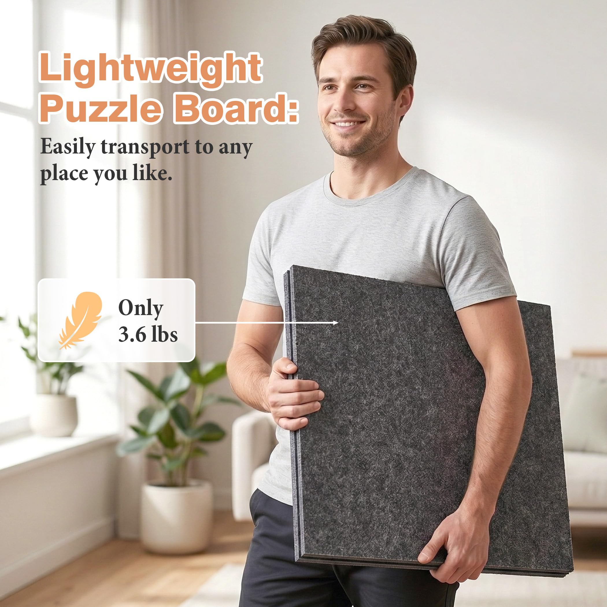 Neigbare Puzzle-Platte für 1000 Teile, mit 2-in-1-Ständer und Abdeckplatte, Puzzle-Tisch mit 3-stufiger Neigungsverstellung, mit 6 farbigen Schubladen (Without Trays)