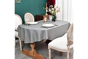 NEWISHER 60 x 84 Inch Oval Faux Linen Tablecloth