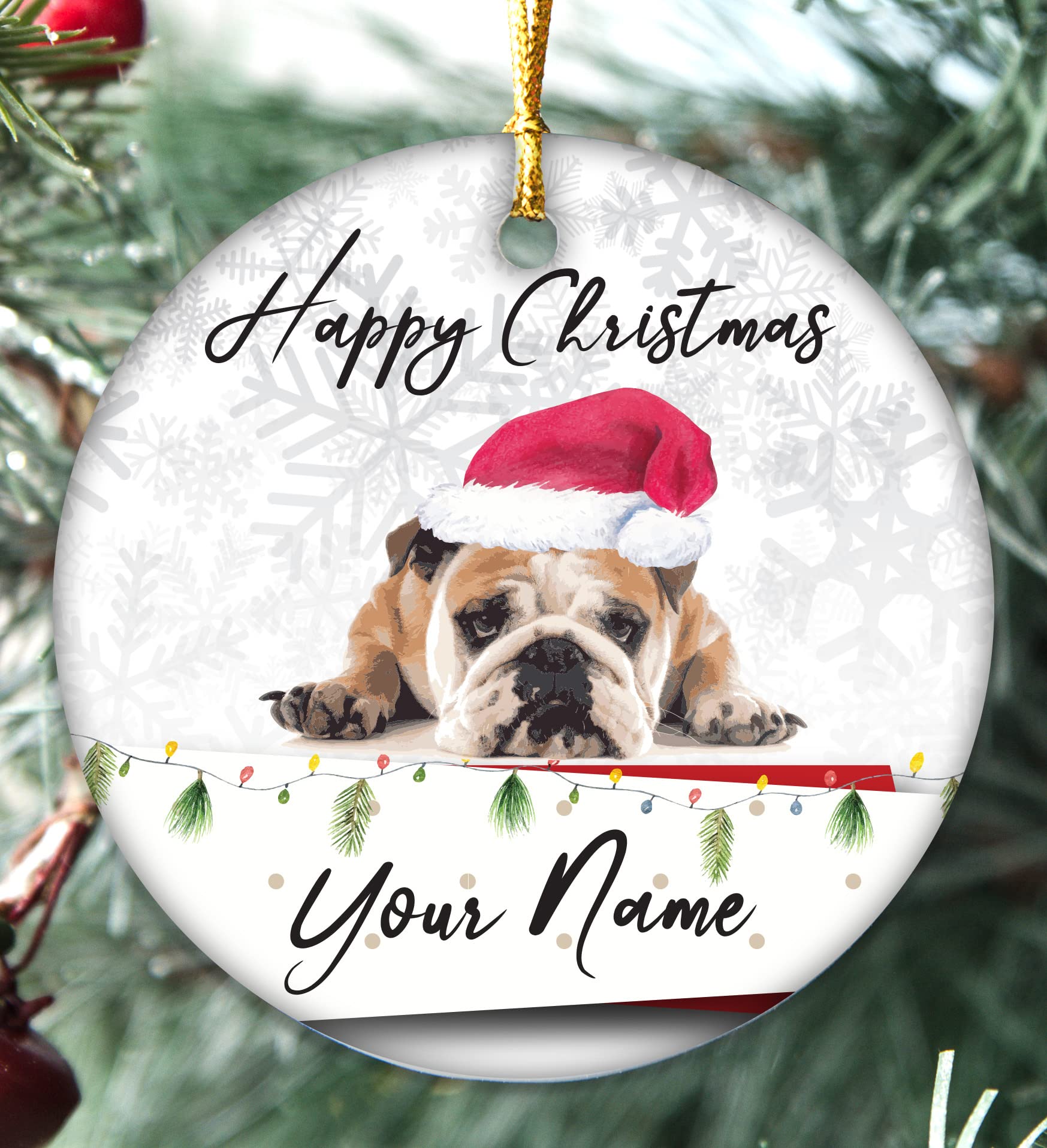 Colourbat Bulldog Handmade Personalised Dogs Christmas Bauble Puppy Pet Xmas Gift Tree Decoration (Bulldog)