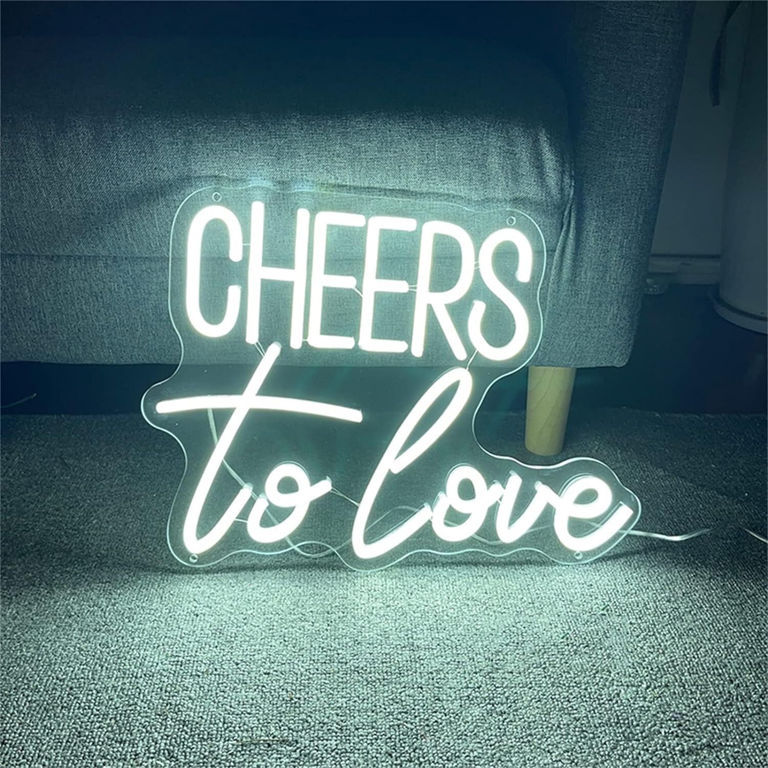 KIJyfgTR LED Neon Light Sign Cheers to Love Custom Neon Signs, Home Party Decor LED Neon Lights, Wall Hanging Acrylic Night Lamps Luminous Signboard 60x44cm