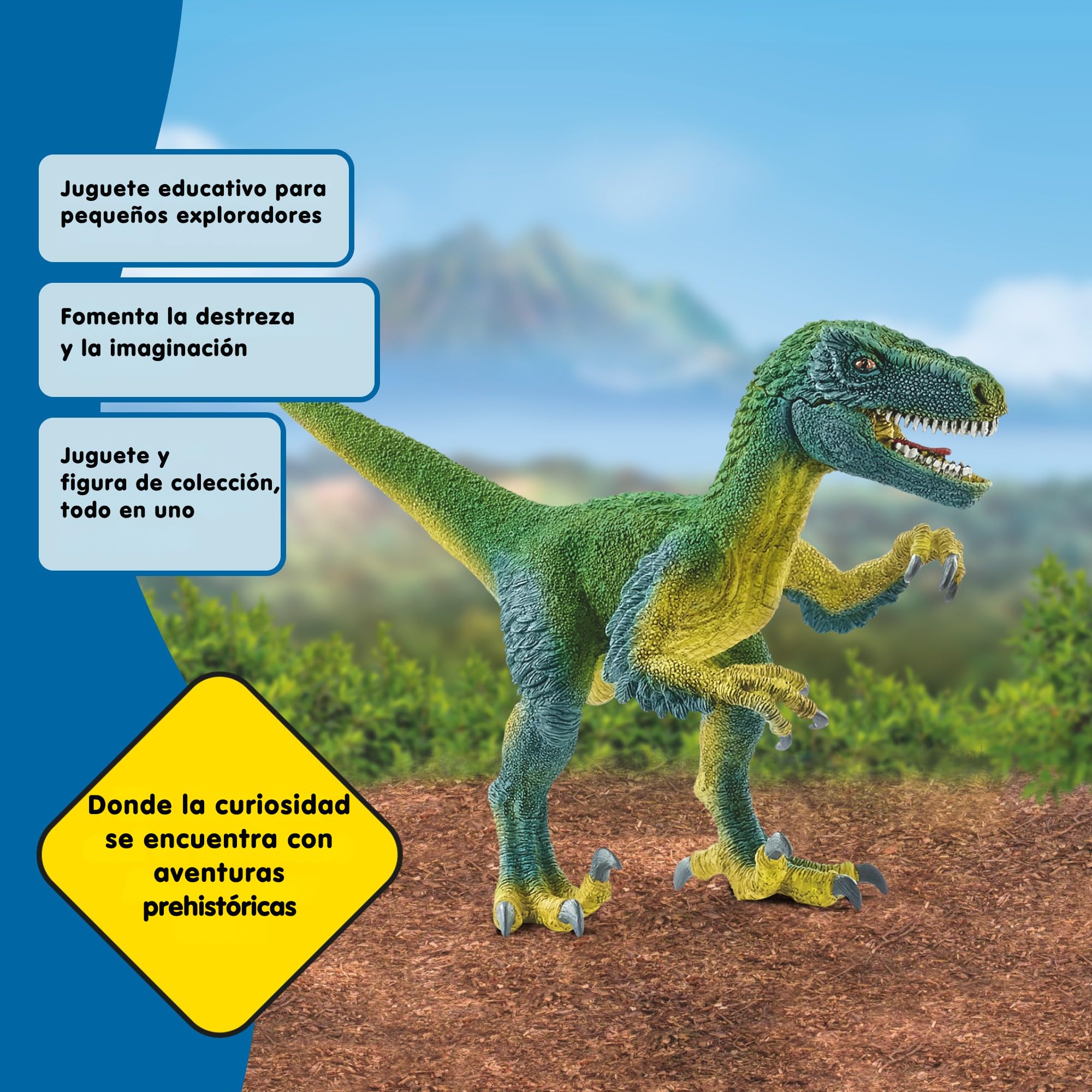 schleich DINOSAURS | Velociraptor 14585 | dinosaurio detallado con mandíbula y brazos móviles | gran regalo para niñas y niños | juguete de dinosaurio schleich a partir de 3 años | 18 x 6 x 10 cm