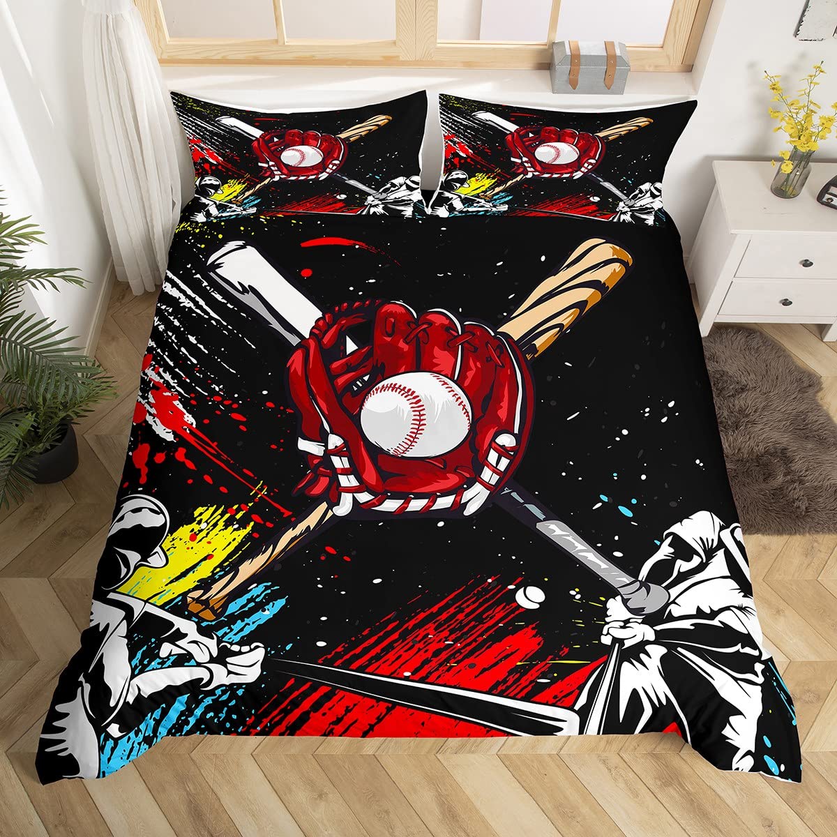 Kids Baseball Bedding Set Sports Ball Games Duvet Cover Twin