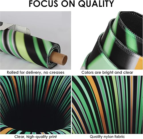 Miniatura 3 de Alfombra de ilusión óptica 3D, tapete de ilusión vórtice para puerta, baño, escaleras, sala de juegos, sala de estar o área (colorido, 42 x 28