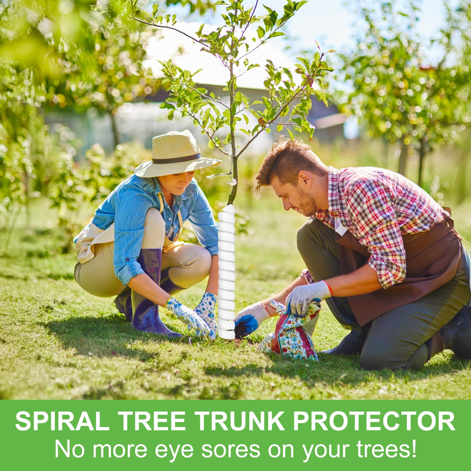 10 Pcs Tree Trunk Protector - 2 Size Plastic Spiral Tree Guard Tree Trunk Protector Wrap Tree Bark Protector Tube Tree Wraps to Protect Bark Tree Saplings from Rodents Rabbit Mowers (White)