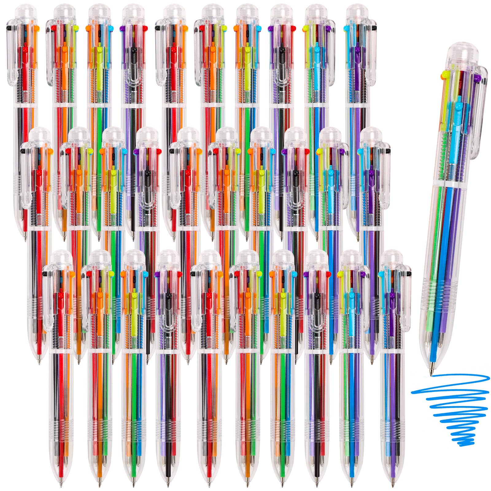 30 Pack 0.5mm 6-in-1 Multicolor Ballpoint Pen 6-Color Retractable Ballpoint Pens Easter Basket Stuffers End of School Year Gifts Classroom Birthday