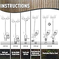 Vista 7 de Herramienta Plantadora de Bulbos, Sacabocados de Césped con Mango Largo y Base Dentada, Herramienta de Jardín 5 en 1 para Tapones de Césped
