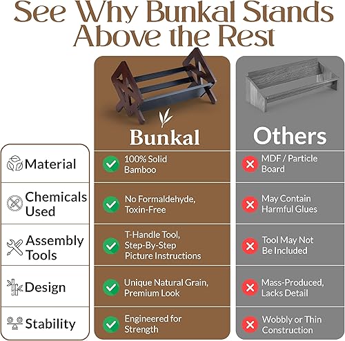 Miniatura 6 de Bunkal Estantería de escritorio de bambú, estante inclinable para almacenamiento, mini organizador de escritorio para libros y cartas, oficina en