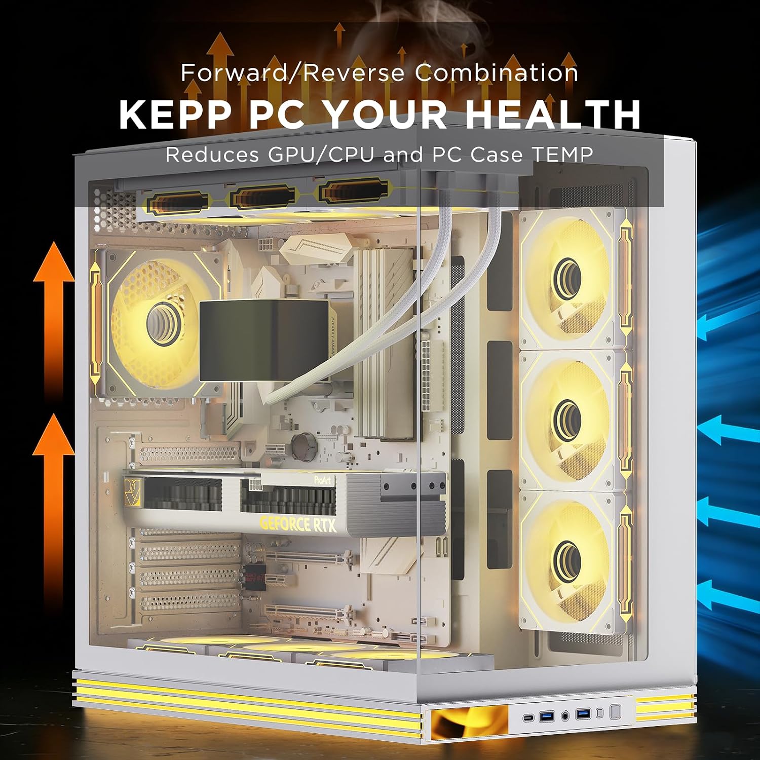 Prism4 Pro X3 120mm ARGB Reverse Case Fans,Infinity Mirror RGB Light Effect 5V 3PIN Motherboard Light Sync 800~1800RPM PWM PC Fan Suitable for Computer Case(Triple Pack White)
