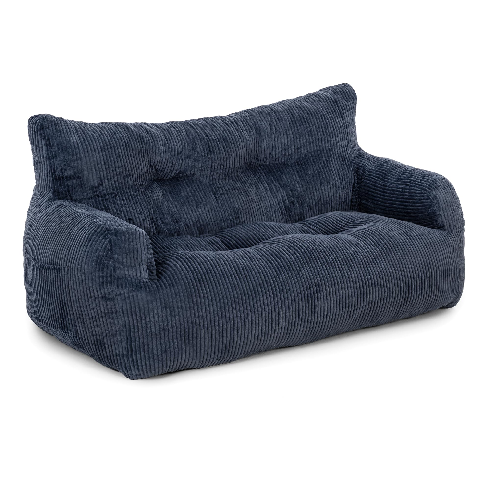 Pamapic Pouf pour Adulte avec Rembourrage, Double Fauteuil de Salon avec poignée Portable, Ergonomique, Moderne, pour Salon, Chambre à Coucher, Salle de Jeux, Bleu