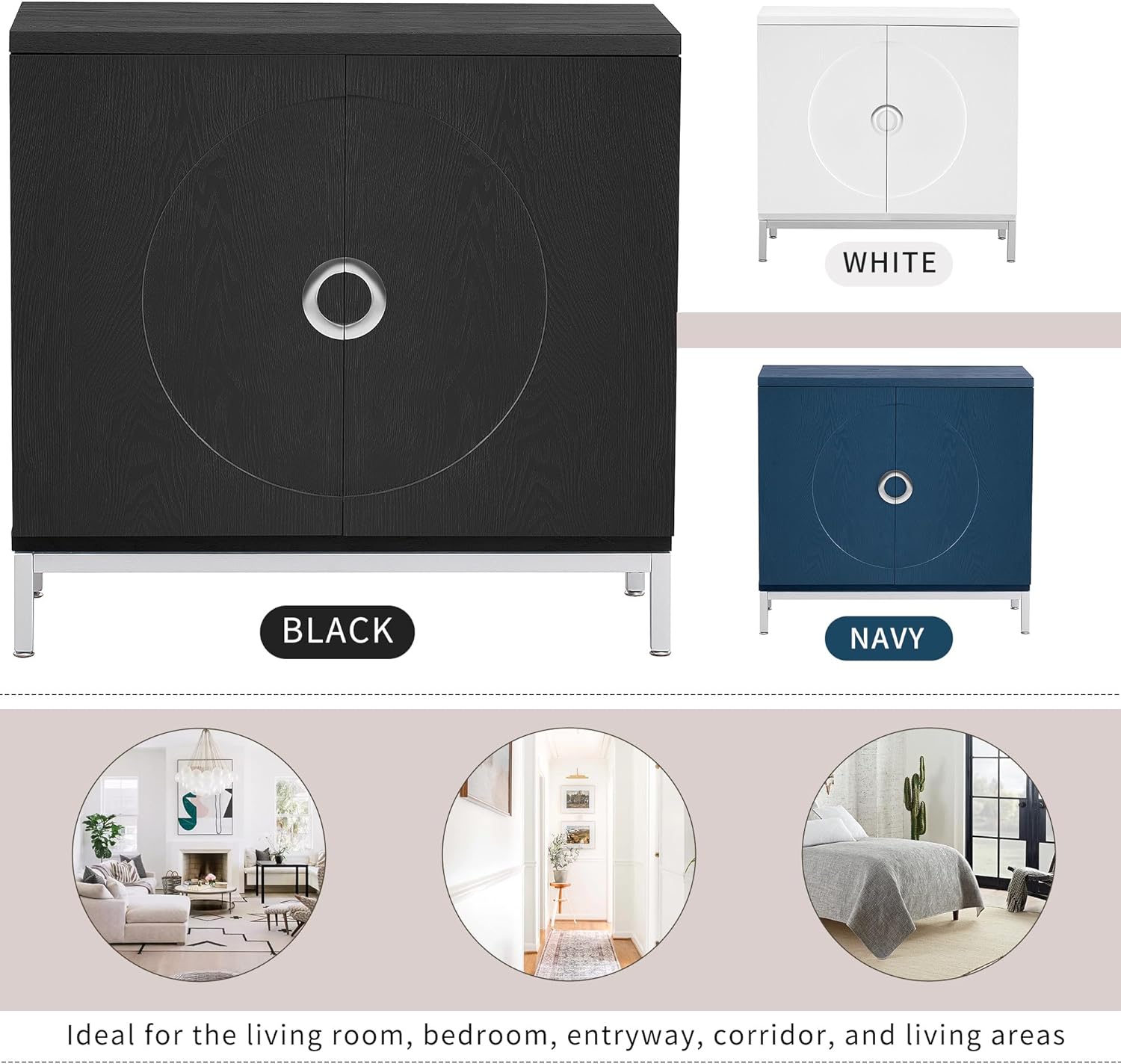 Merax Wood Farmhouse Buffet Sideboard with Metal Legs Coffee Bar Storge Cabinet Console Table for Living Room Kitchen Black