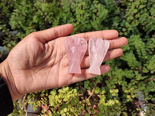 Miniatura 2 de Wonder Care - Alas de ángel rosa de cristal tallado a mano para buena suerte, espiritual, Reiki, curación, preocupación, ángel, estatua de ángel de