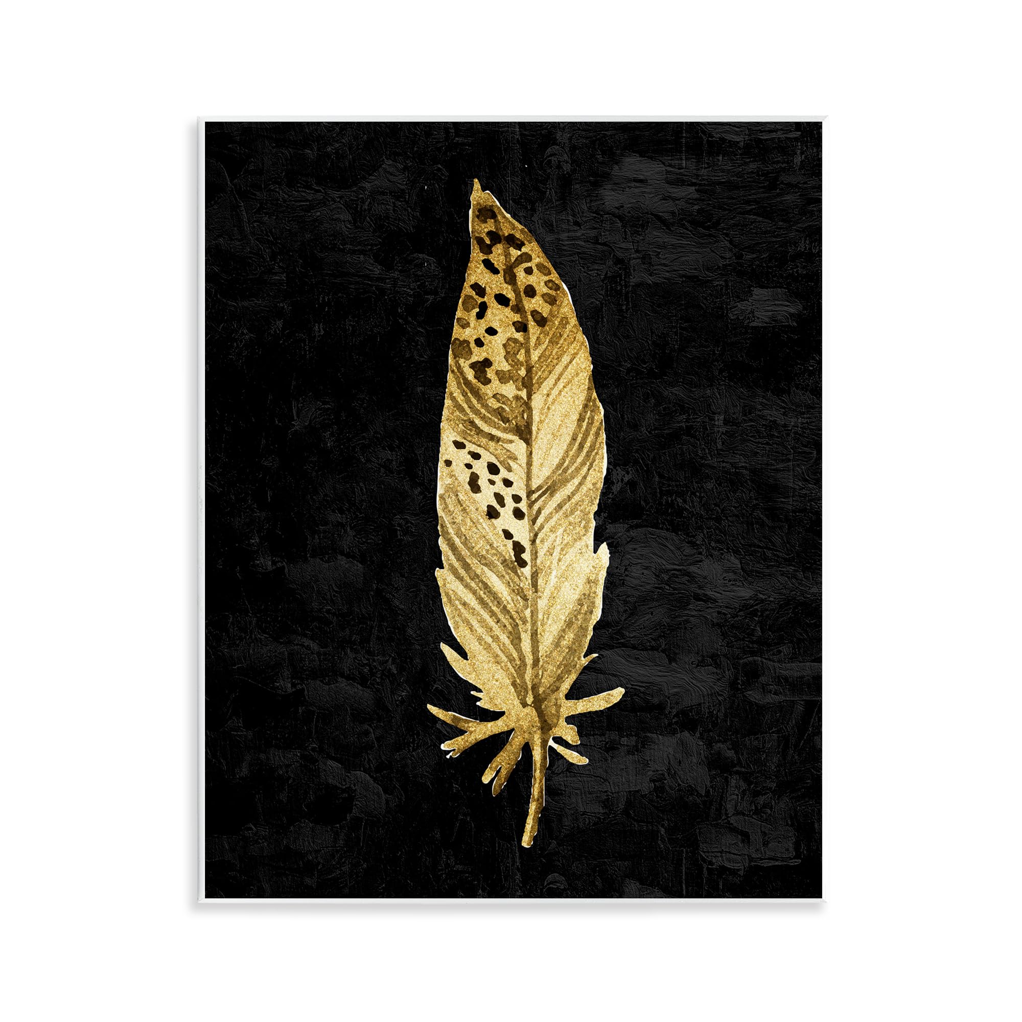 Stupell Industries Speckled Feather on Black Wall Plaque Art, design by Kim Allen, 14 x 11
