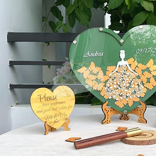 Miniatura 3 de Wooden Sweet 15 Heart Guest Book Personalized, Princess Quinceanera Heart Guest Book Alternative Frame - Idea for Customized Mis Quince, 15th