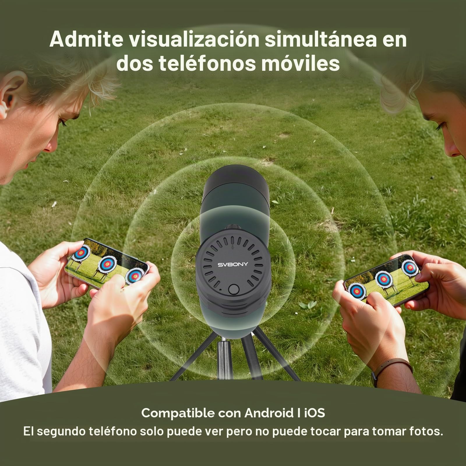 Svbony SV28PLUS Upgrade 25-75x70mm Telescopio Terrestre, con SC002 WiFi Cámara, BAK4 A5 Rojo Vino FMC Lente Recubierta, con Teléfono Adaptador, Bolsa de Trípode, para Observación de Aves, Fotografía