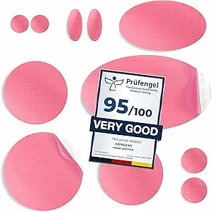 aZengear Repair Patches for Jackets, Tent, Shoe Toe, Air Mattress, Inflatables, PVC Gear - Waterproof, Self-Adhesive, Tear-Cold-Heat-Resistant, Down Puffer Coat (11 Pcs, Pink)