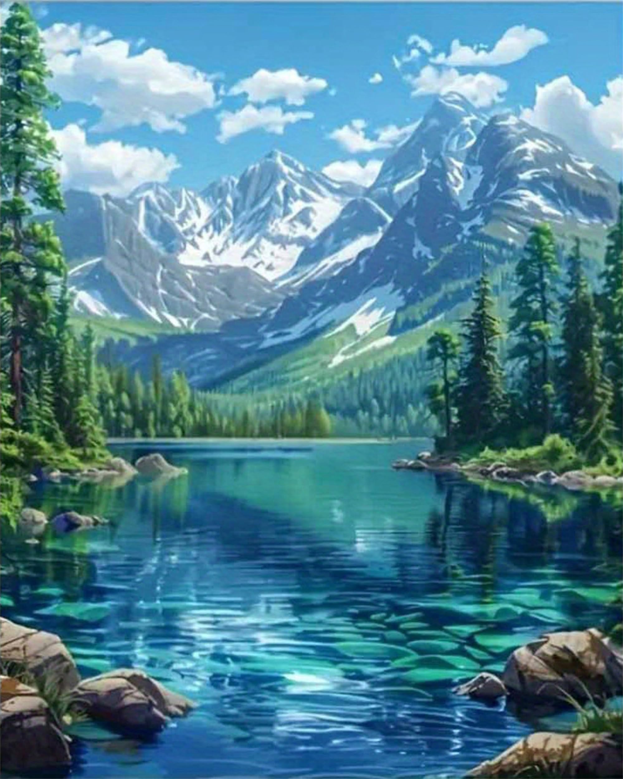 Nianxi Paint by Numbers for Adults,Landscape Painting by Number Kits Canvas,Easy Cheerful Painting DIY for Beginners,Home Wall Decor (River)