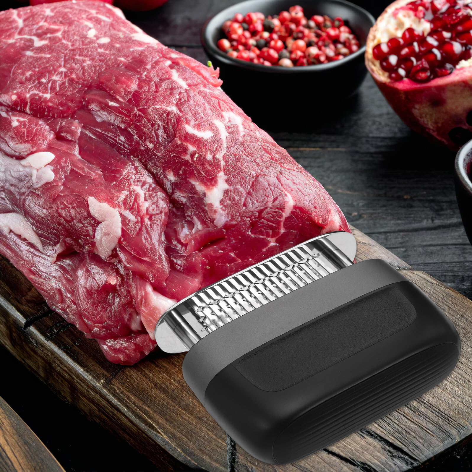 DOITOOL Ablandador de Carne Metálico de Acero Inoxidable Agujas Afiladas y Mango Ergonómico Herramienta Portátil para Filetes y Barbacoa Apto para Cocina Doméstica y Comercial