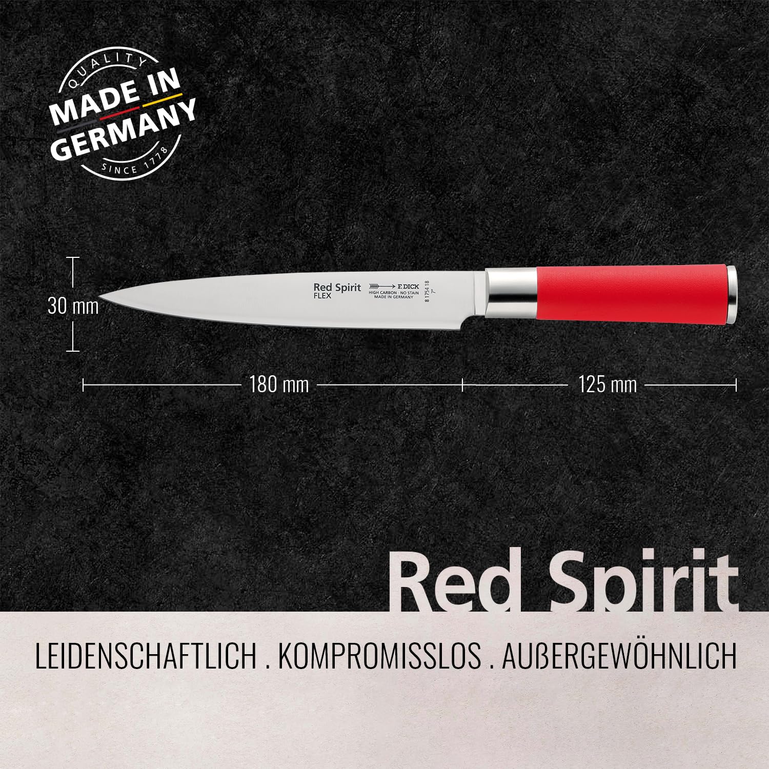 Dick Knives GH287 Spirit Couteauà filet flexible Rouge 18 cm
