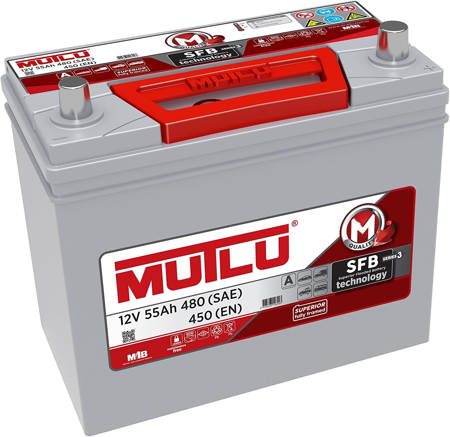 Mutlu 057 Series 3 Car Battery 12V 55Ah 480A (SAE) 450A (EN)