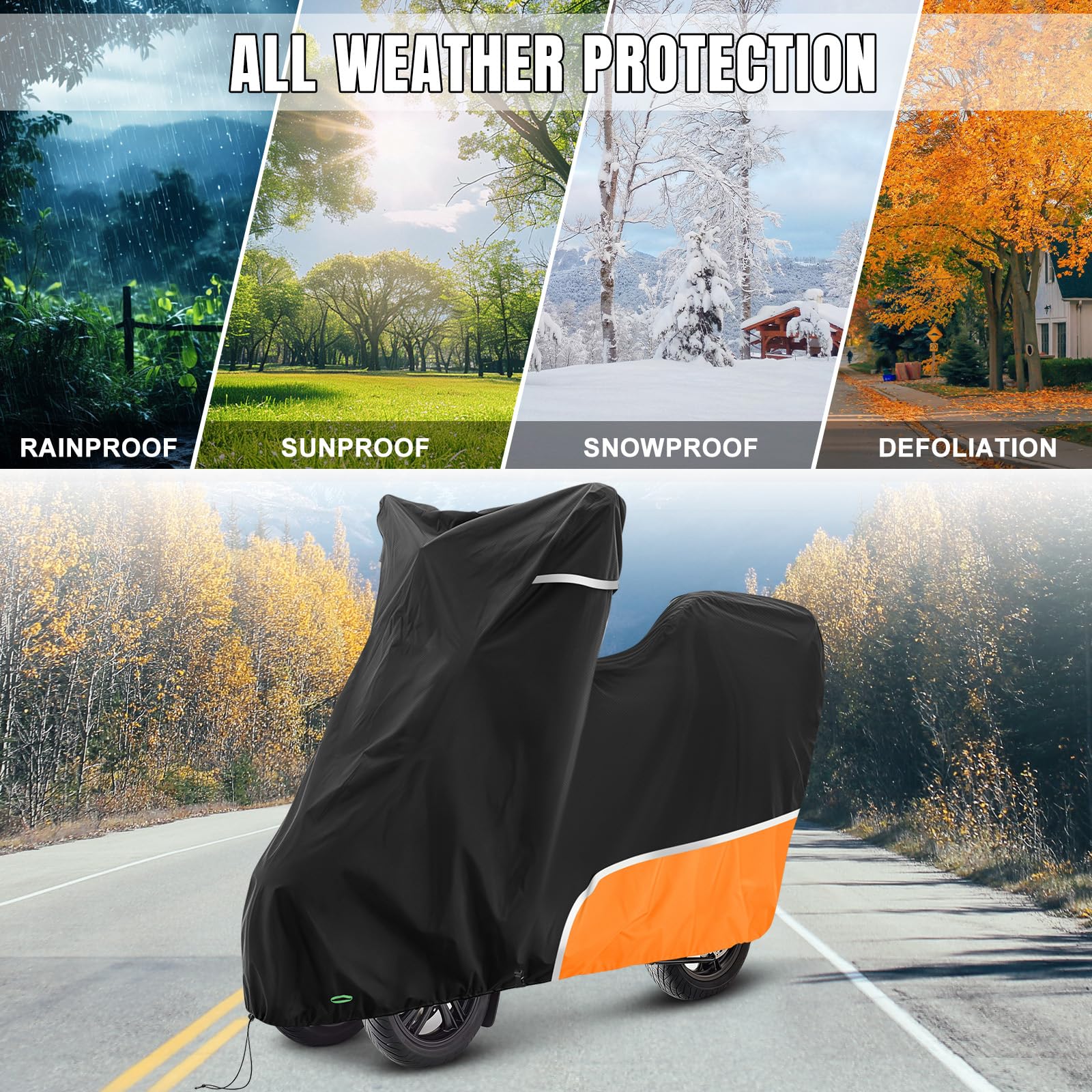 Bâche de protection pour moto, d'extérieur, avec coffre, imperméable et résistante à l'hiver, tissu Oxford 420D, convient pour Piaggio MP3 250/310/300/350/400/500/530 (couleur orange)