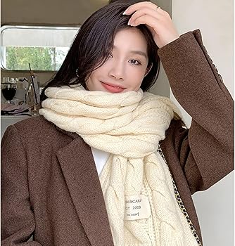 Amazon | [JUIN] マフラー レディース ケーブル編み ニット ホワイト