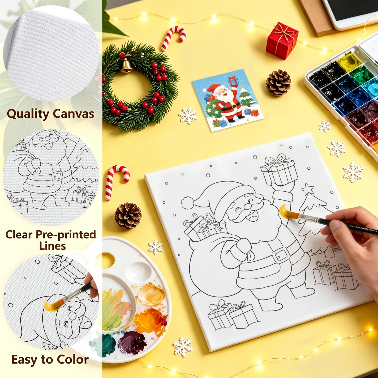 MAYJOYDIY 12 lienzos predibujados de personajes de Navidad para pintar