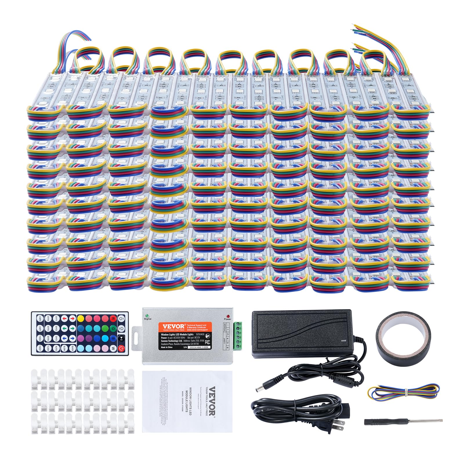 VEVOR 200PCS LED Storefront Lights, 103Ft 5050 SMD, RGB Color Changing Decorative Module Light with Remote Control, String Lights for Store Window Advertising Letter Signs, IP68 Waterproof