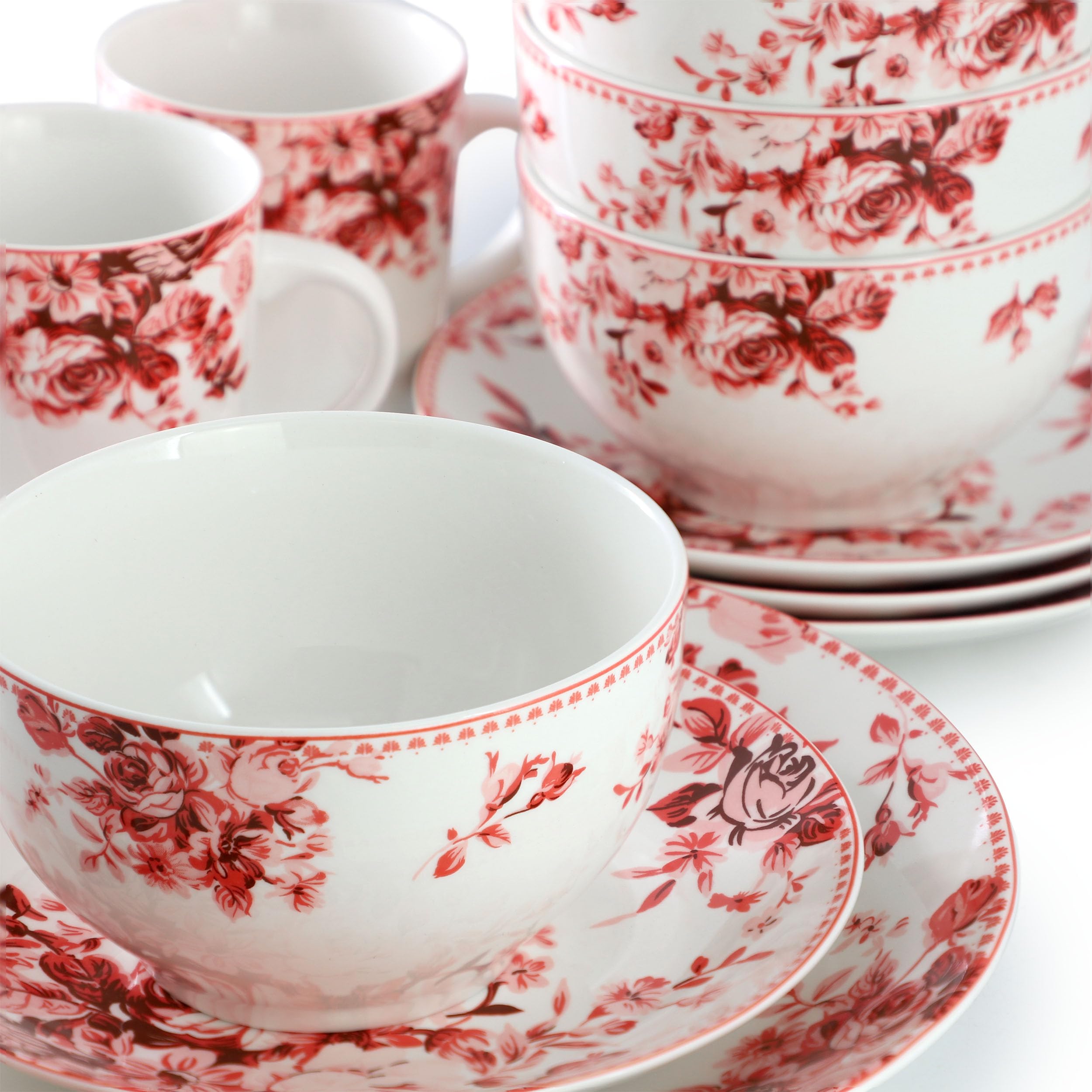 Amazon.com | Elama Traditional Rose 16 Piece Porcelain Dinnerwar
