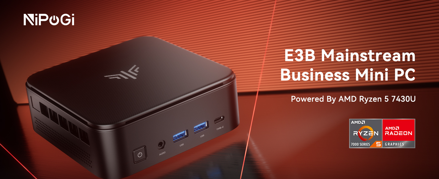 NiPoGi E3B Mini PC AMD Ryzen 5 7430U(up to 4.3GHz 6C/12T) Mini