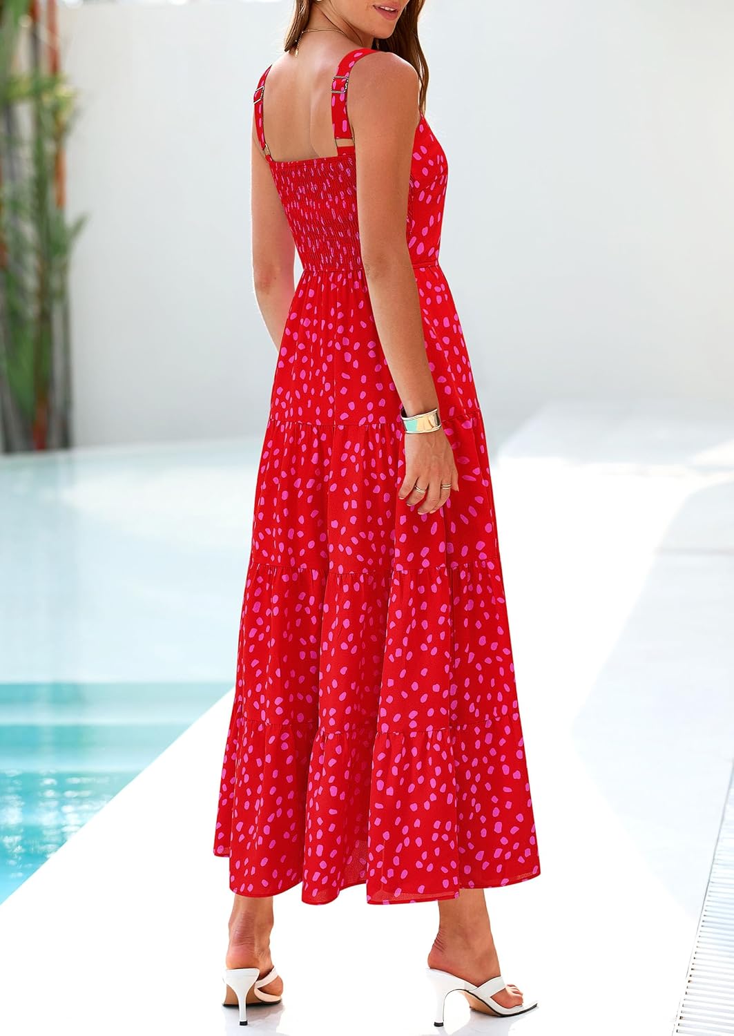 PRETTYGARDEN Women's 2026 Summer Floral Maxi Dress Sleeveless Smocked Ruffle Long Flowy Beach Vacation Boho Sundresses - Image 2